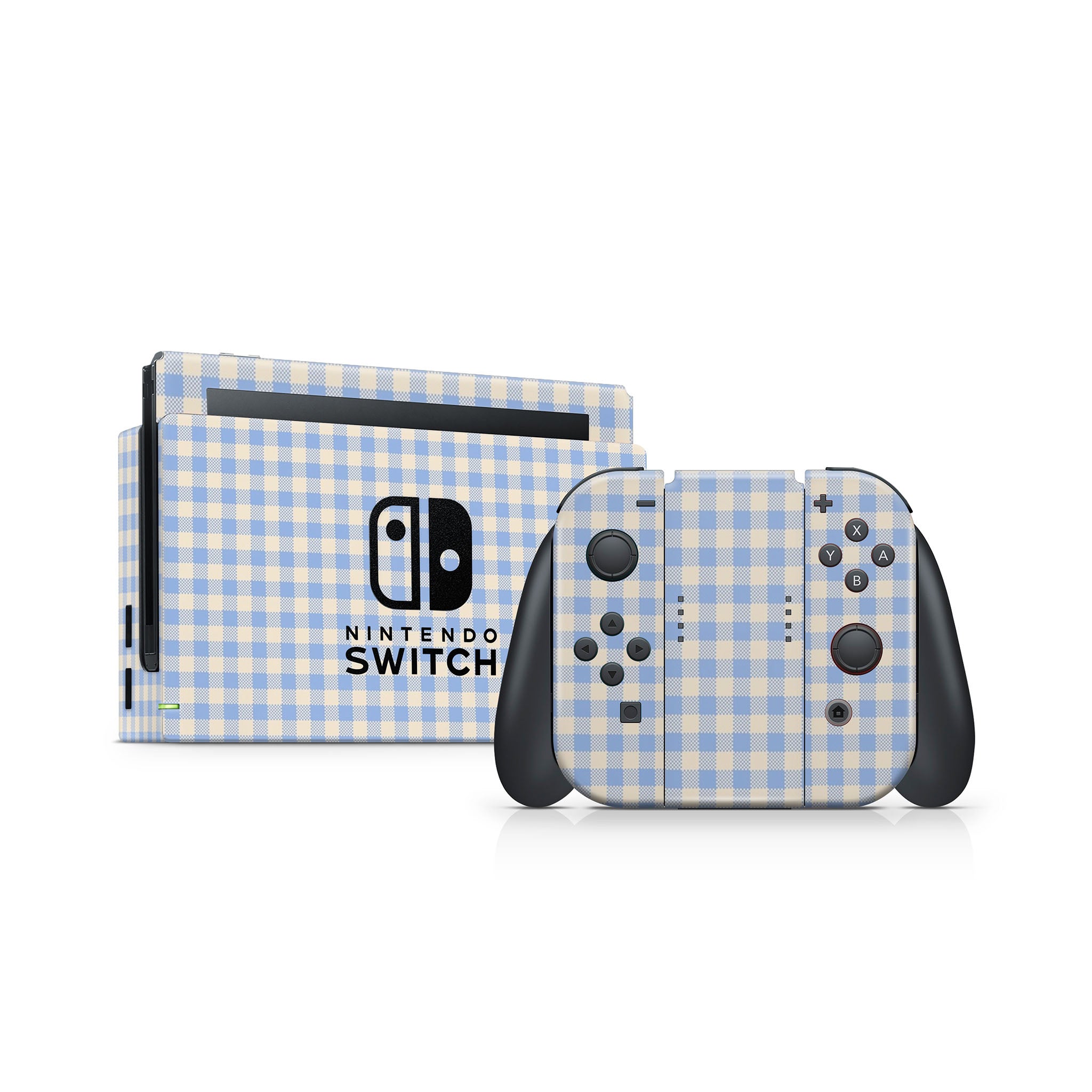 Blue Gingham Nintendo Switch Skin