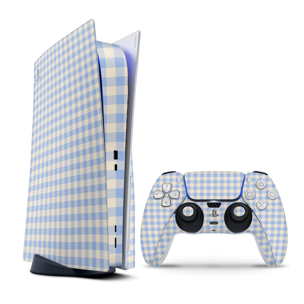 Blue Gingham Playstation 5 Skin