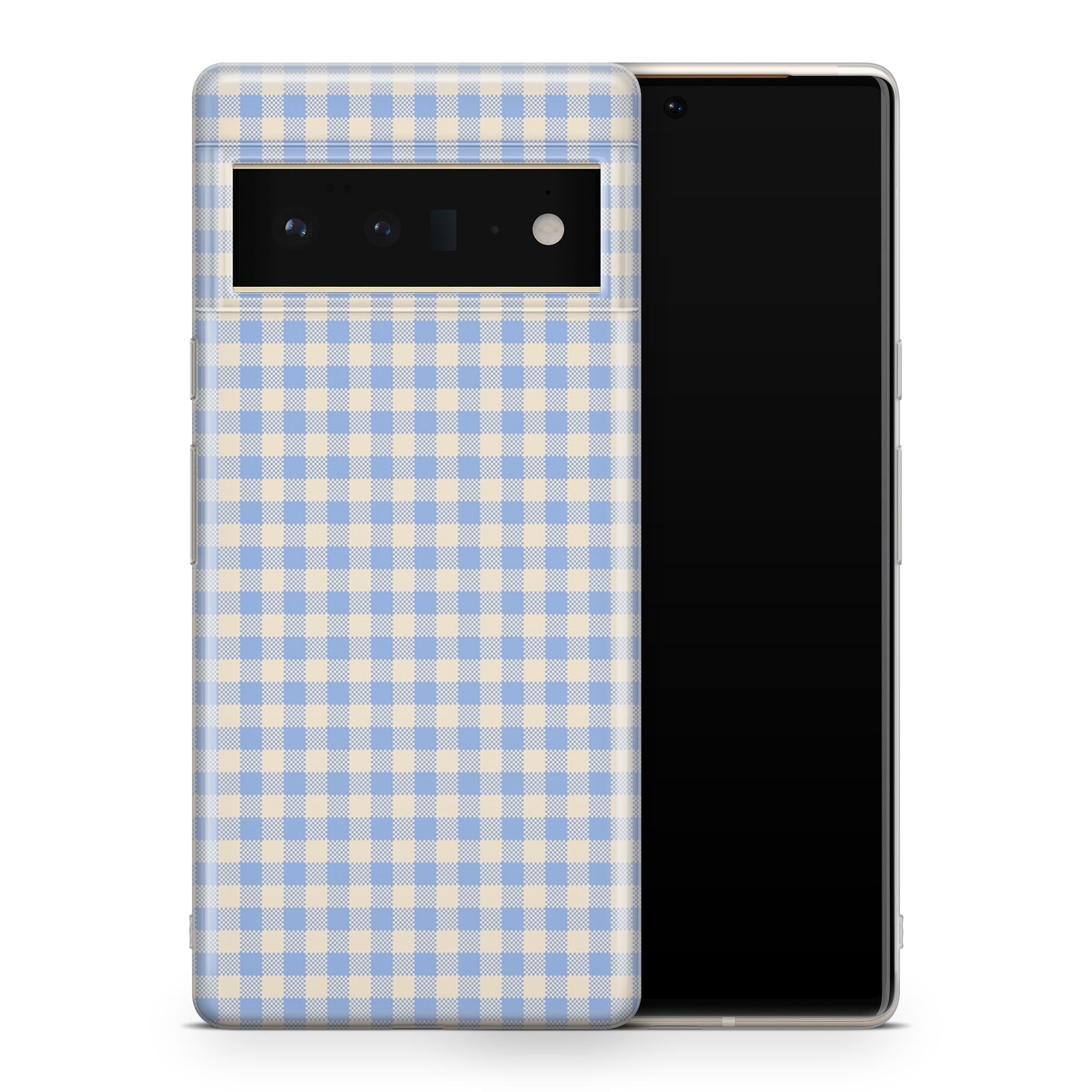 Blue Gingham Google Pixel Skin + Case