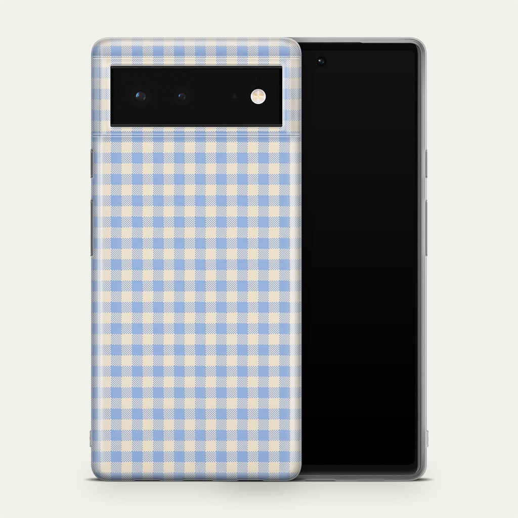 Blue Gingham Google Pixel Skin + Case
