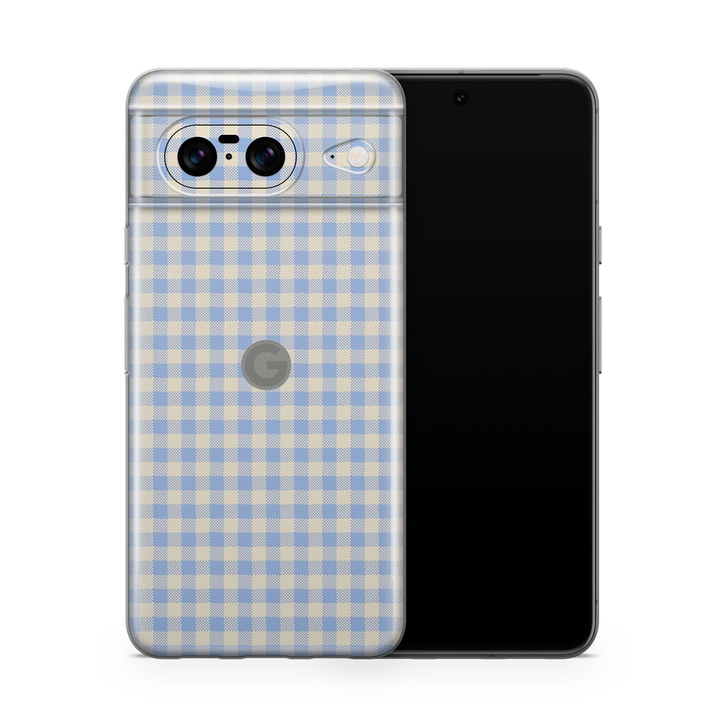 Blue Gingham Google Pixel Skin + Case