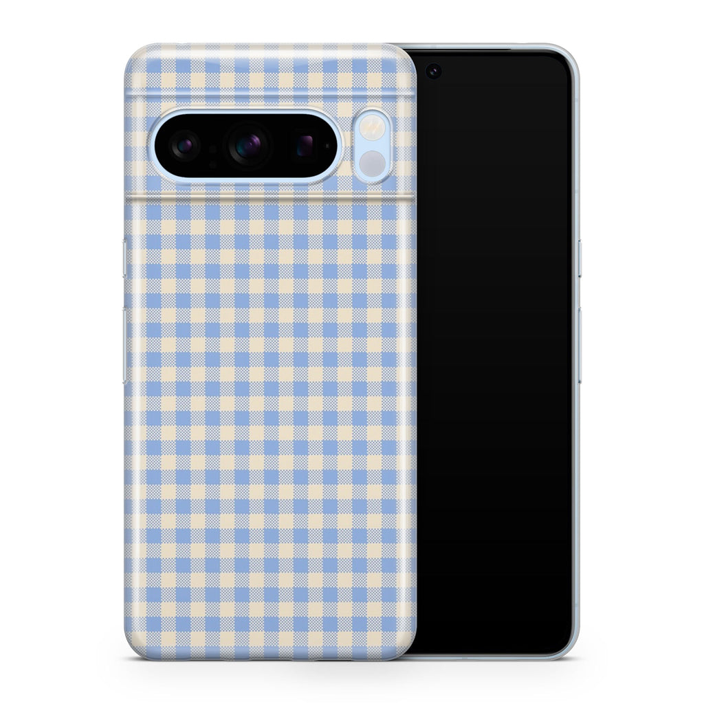 Blue Gingham Google Pixel Skin + Case