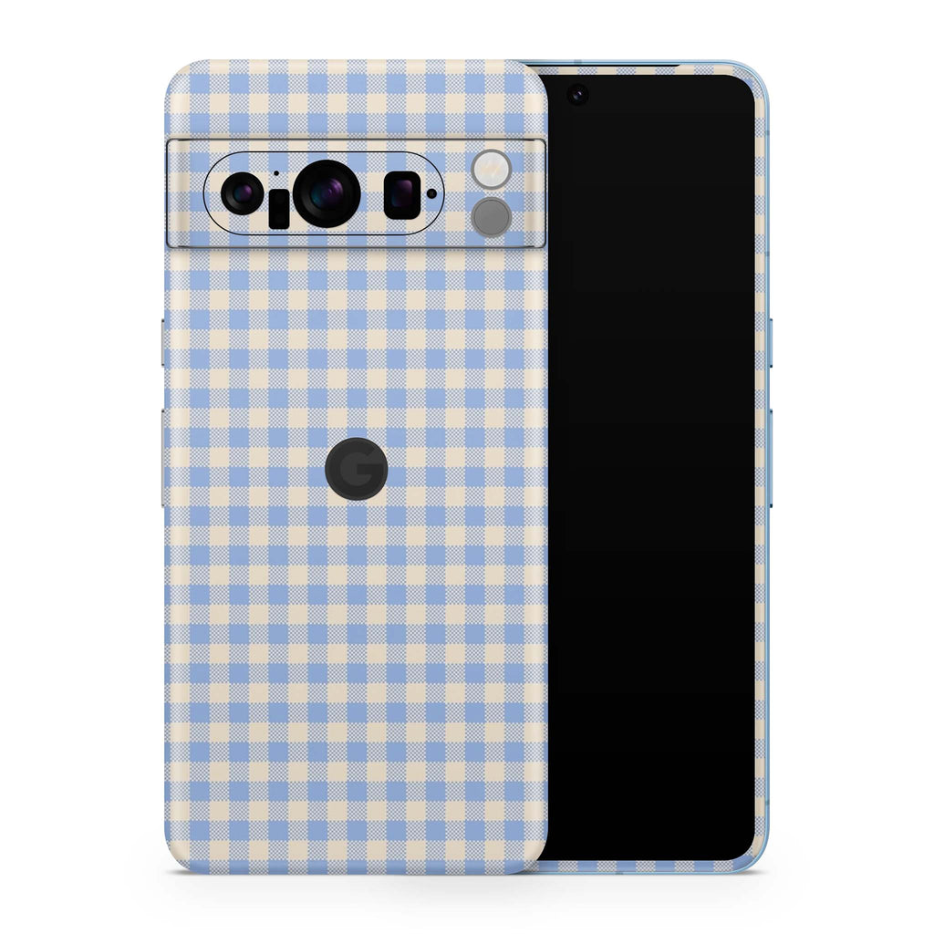 Blue Gingham Google Pixel Skin + Case