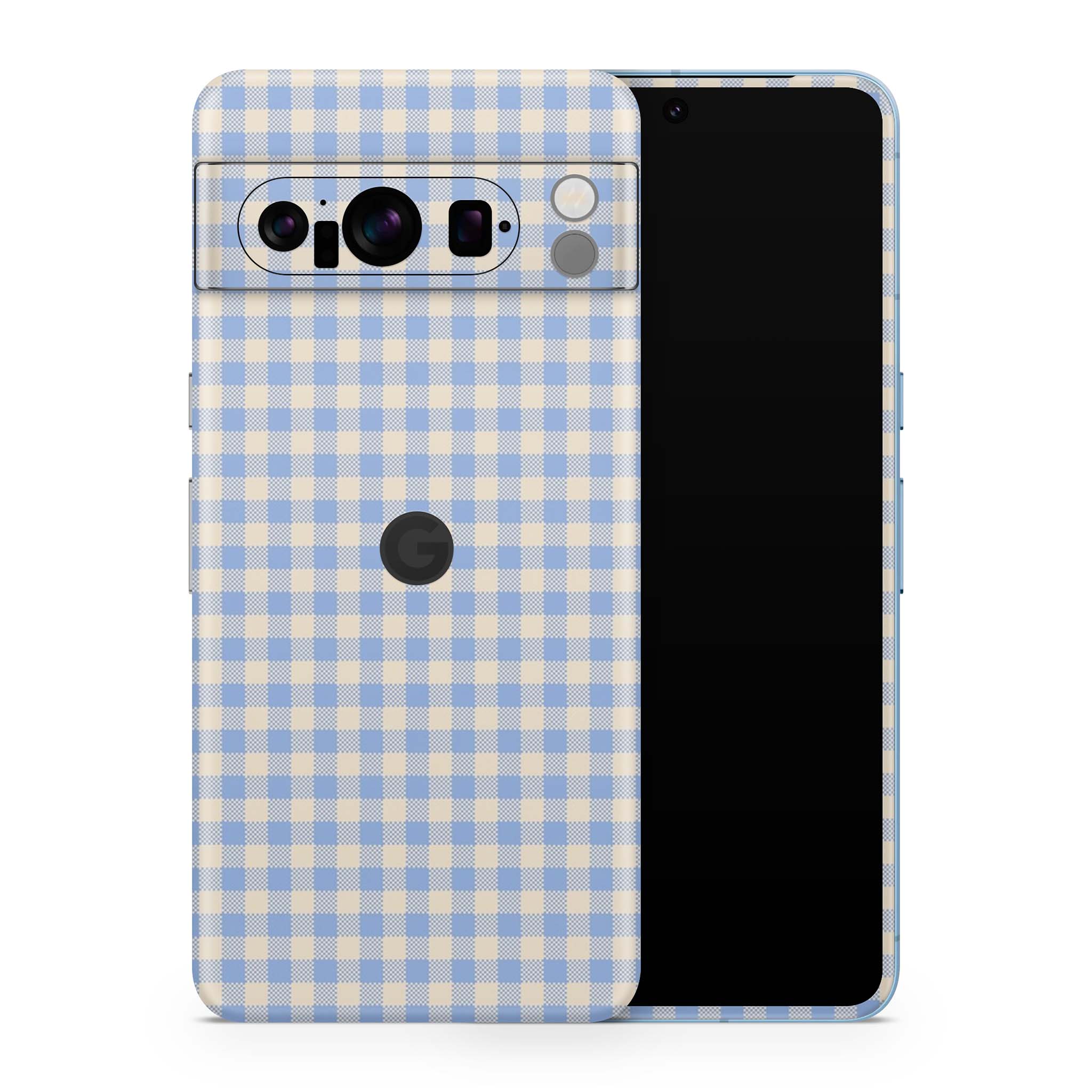 Blue Gingham Google Pixel Skin + Case