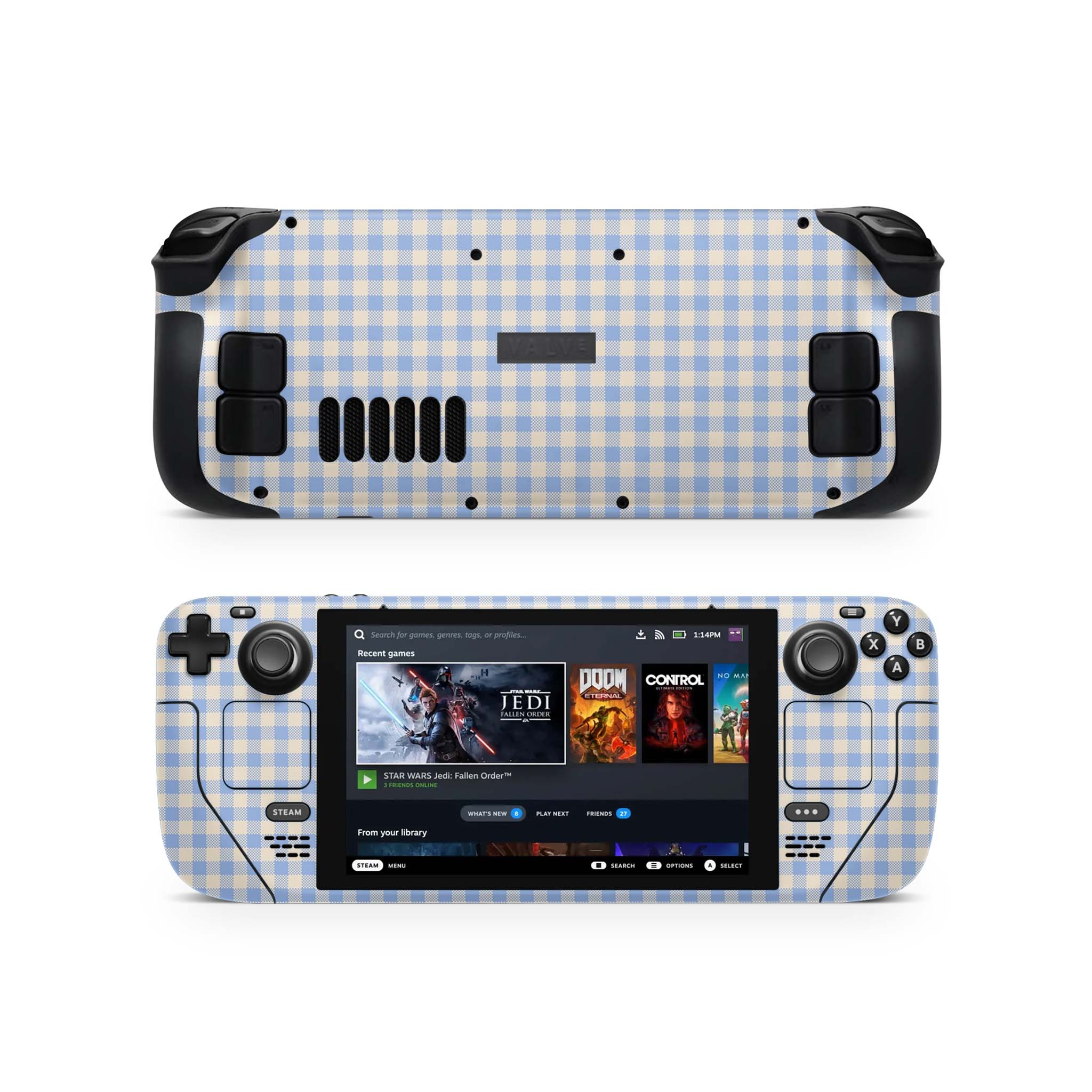 Blue Gingham Steam Deck Skin