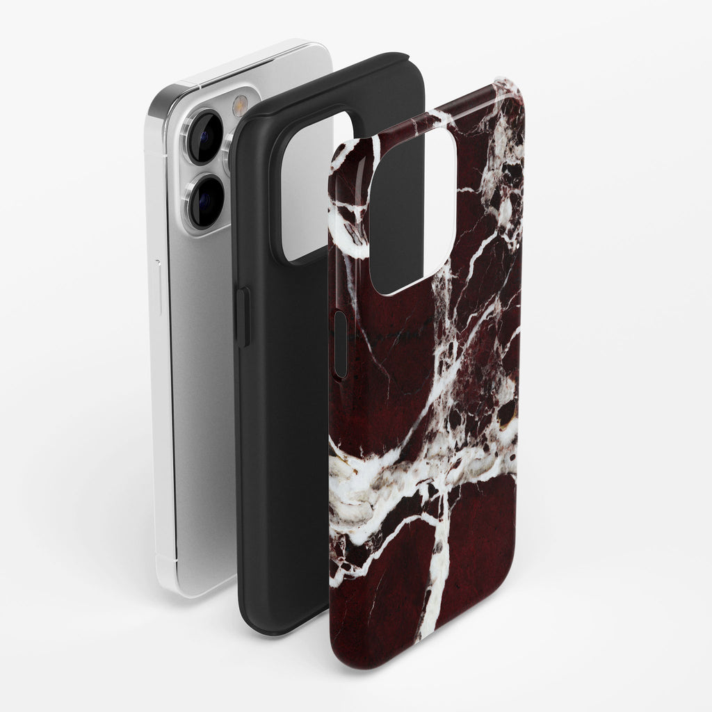 Burgundy Marble Impact iPhone Case