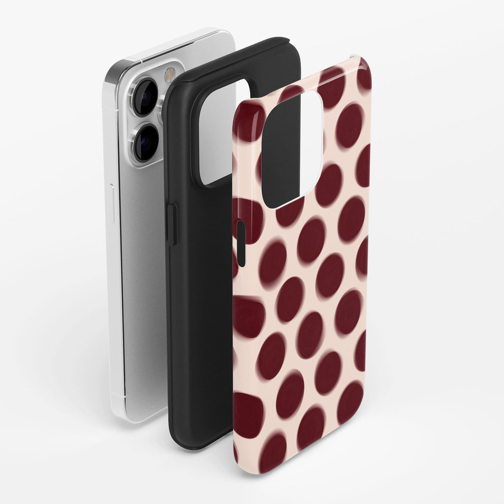 Burgundy Dot Impact iPhone Case