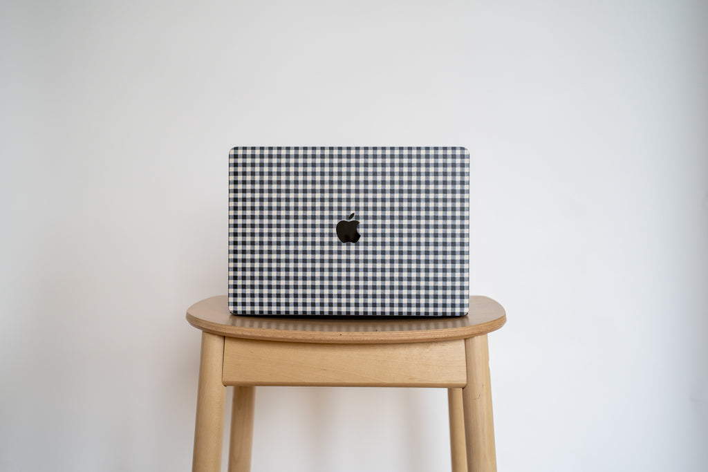 Black Gingham MacBook Skin + Case