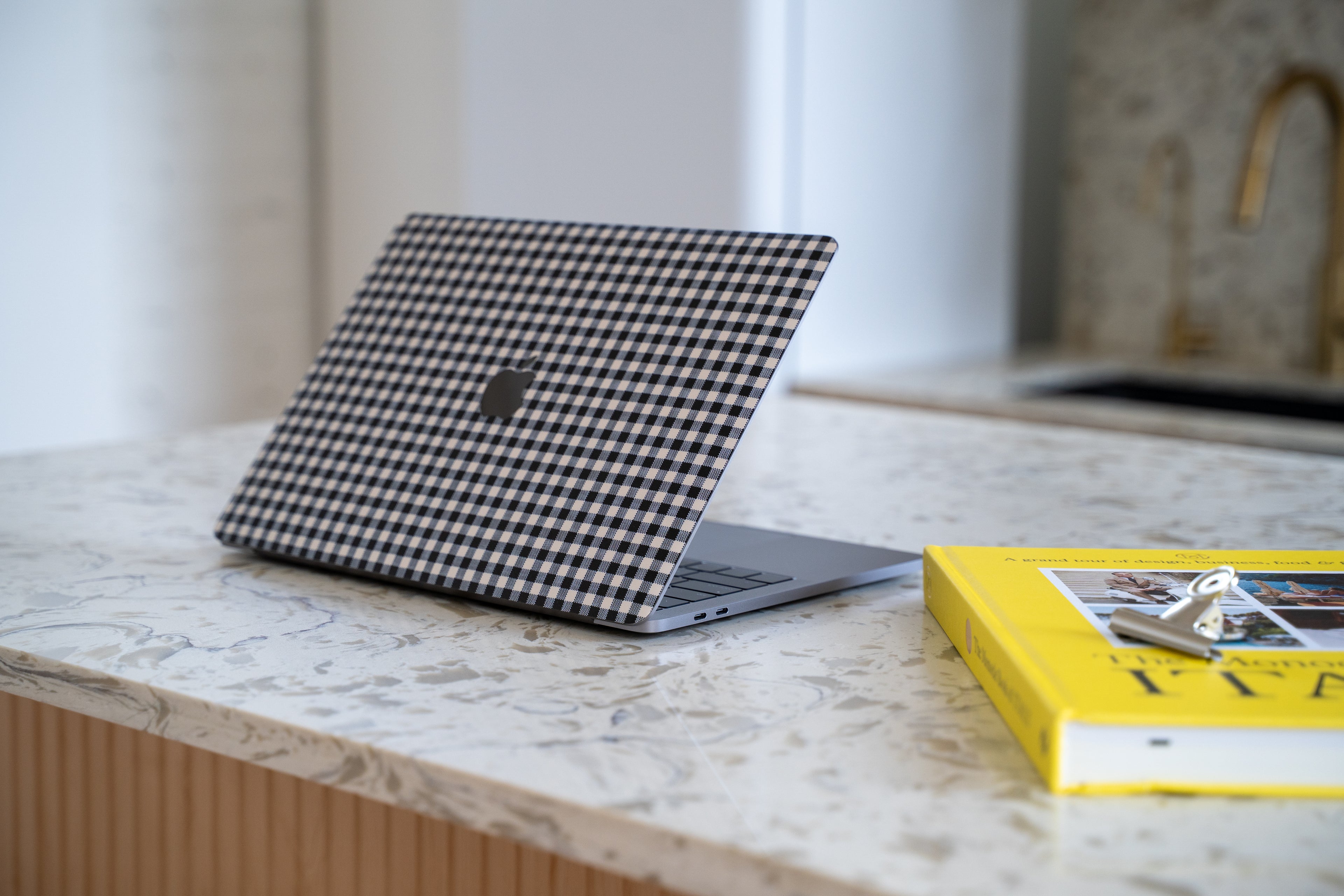 Black Gingham MacBook Skin + Case