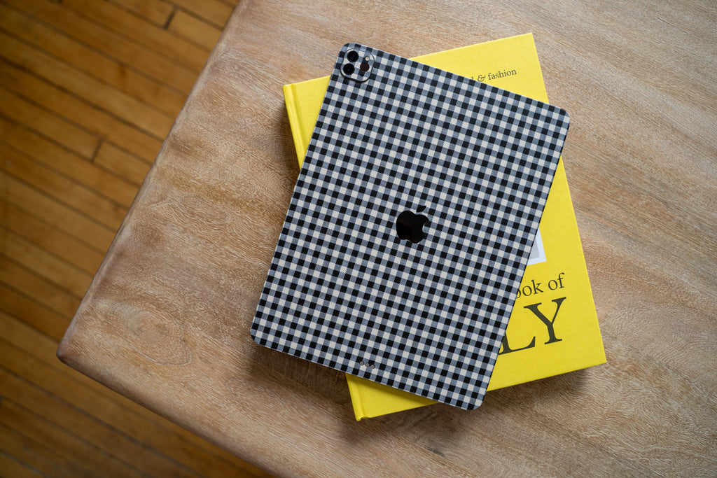 Black Gingham iPad Skin + Case