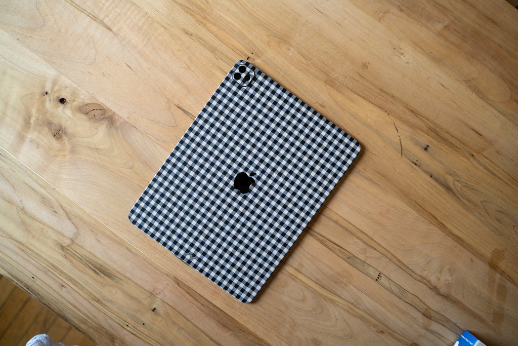 Black Gingham iPad Skin + Case