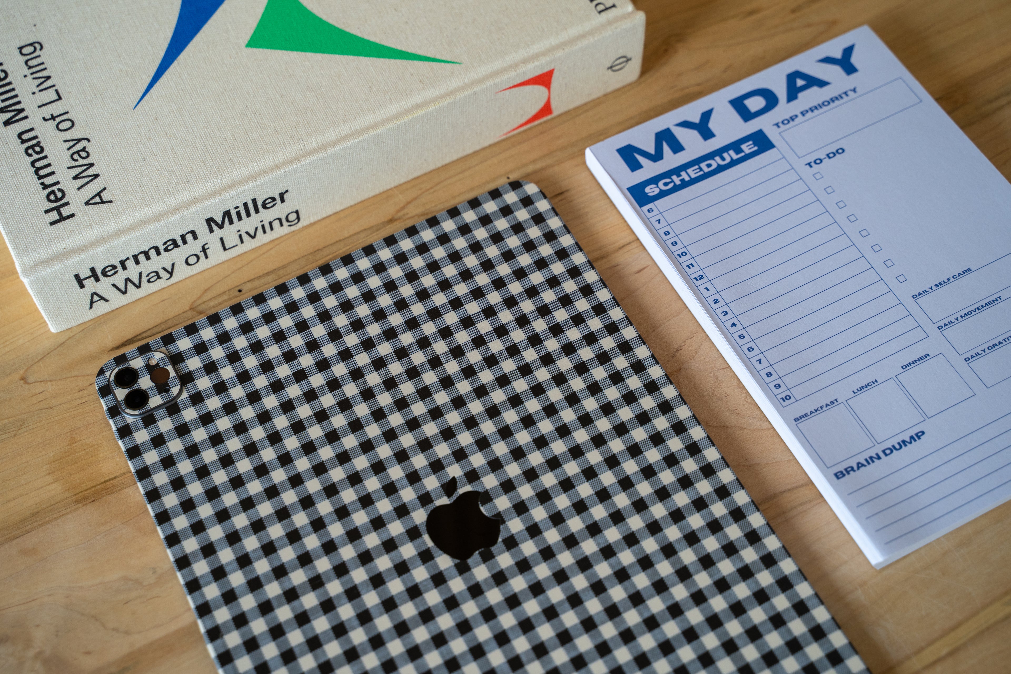 Black Gingham iPad Skin + Case