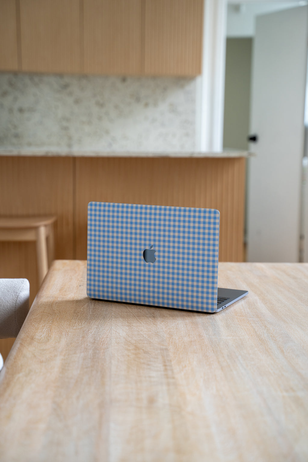 Blue Gingham MacBook Skin + Case