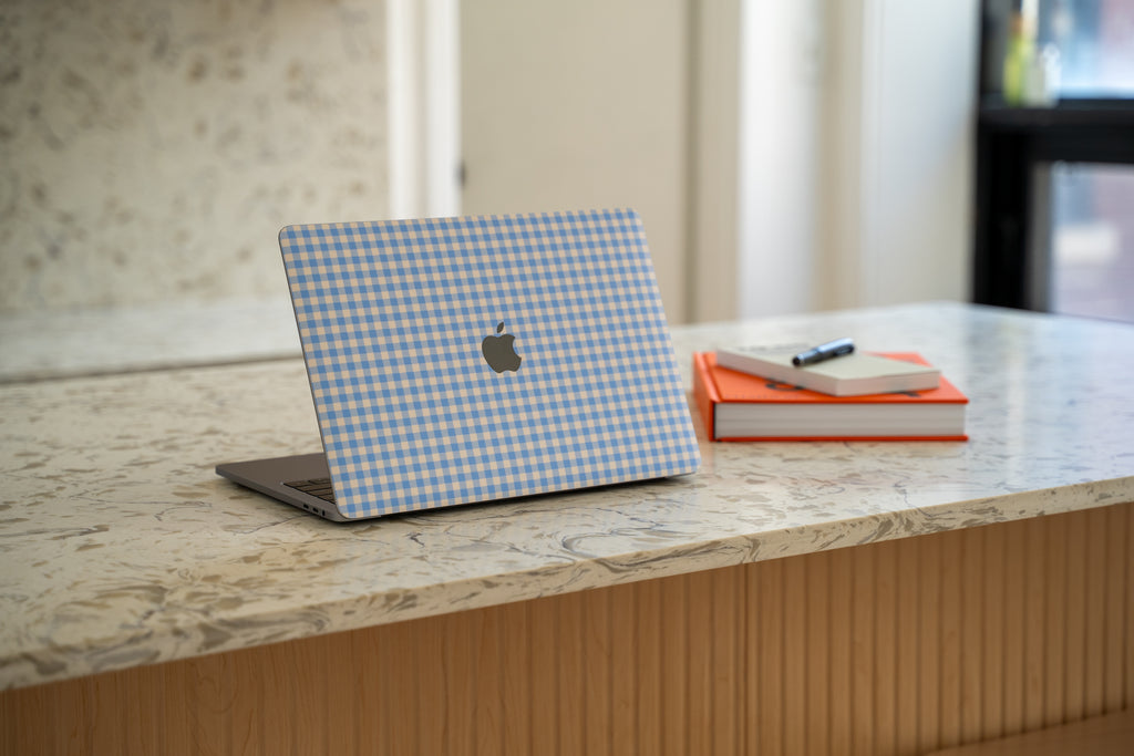 Blue Gingham MacBook Skin + Case