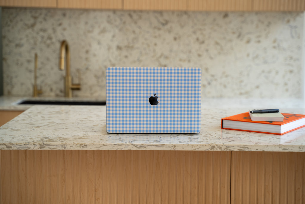 Blue Gingham MacBook Skin + Case