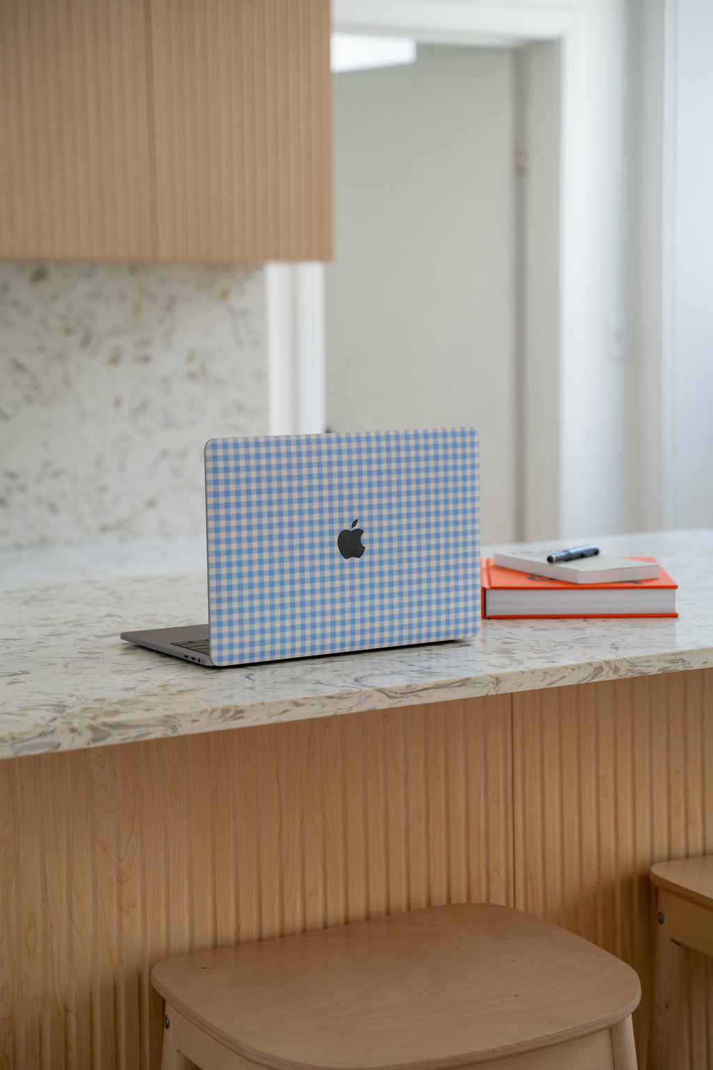 Blue Gingham MacBook Skin + Case