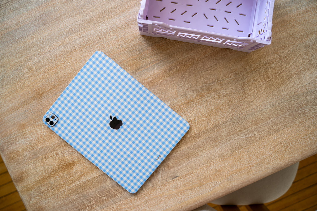 Blue Gingham iPad Skin + Case