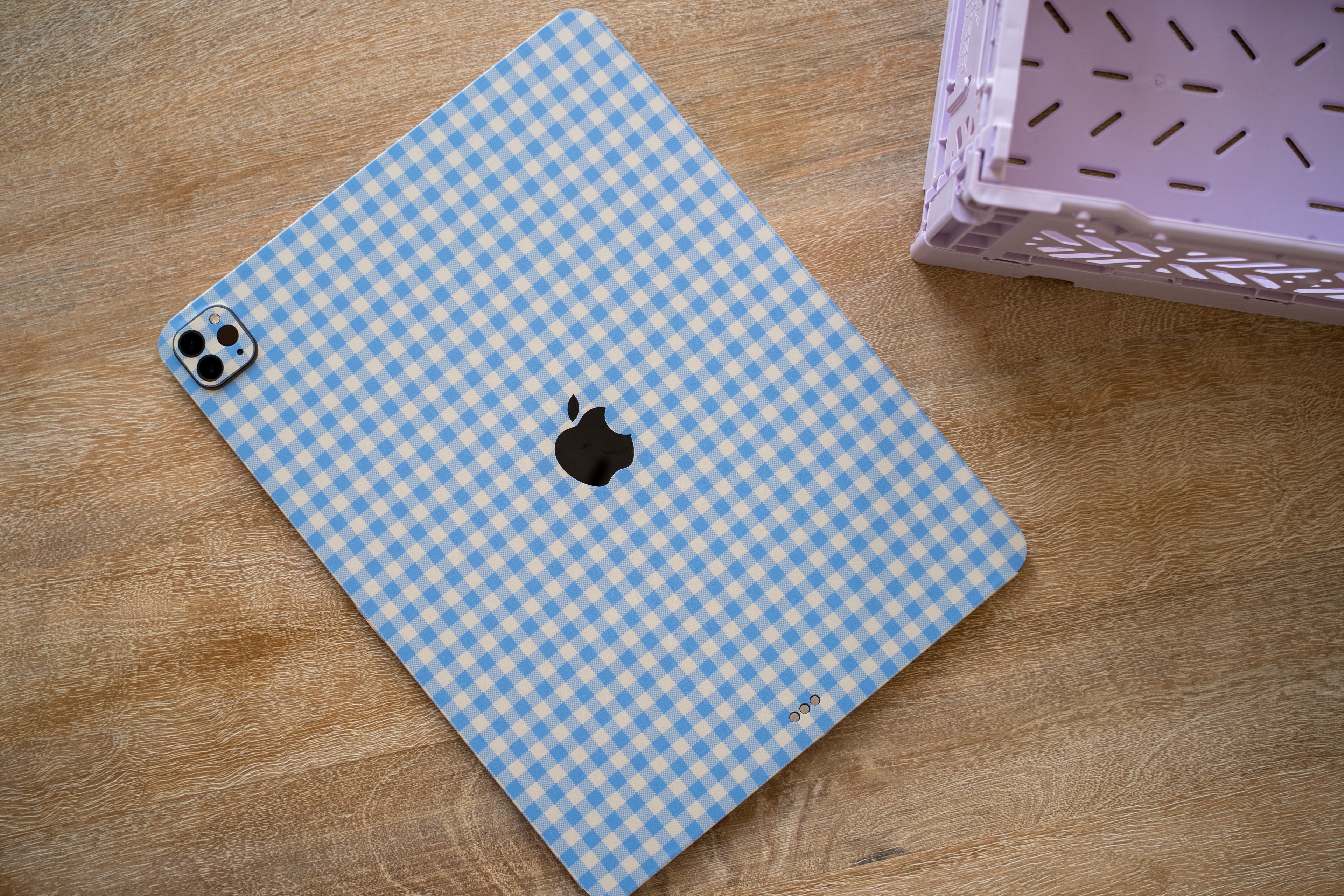 Blue Gingham iPad Skin + Case