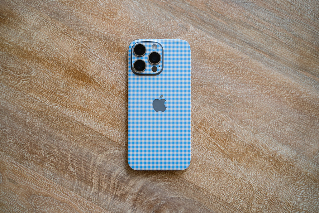 Blue Gingham iPhone Skin + Case