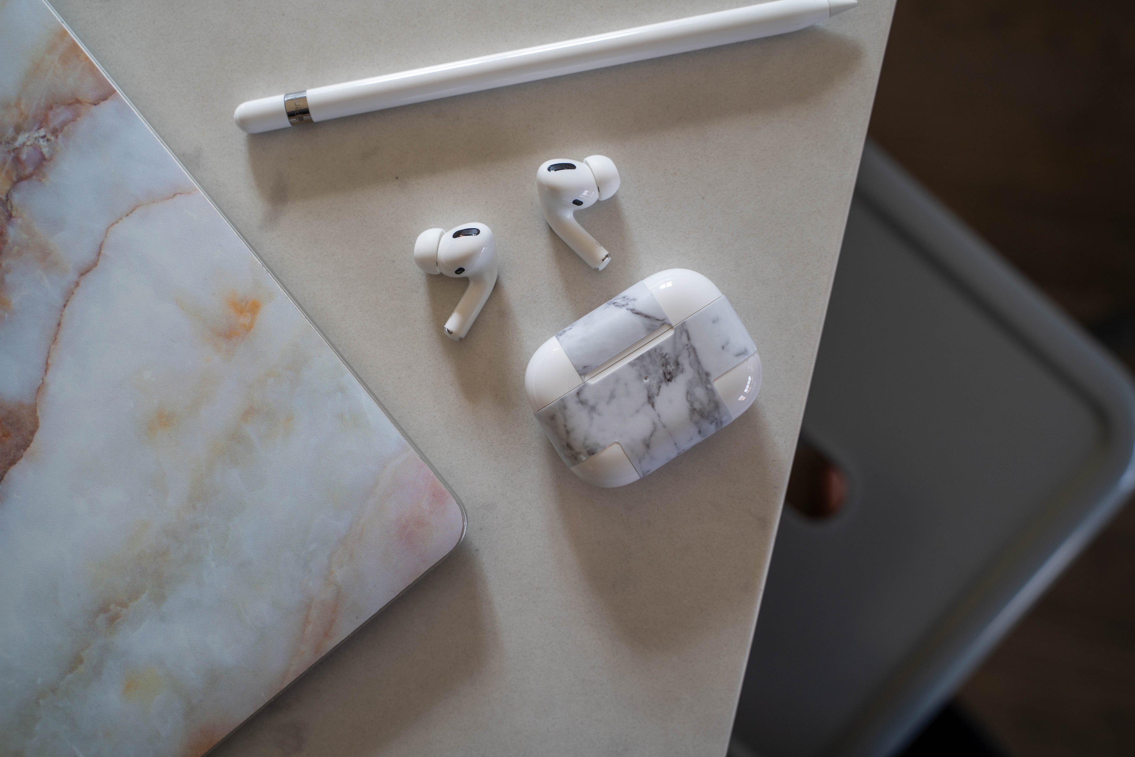 White Marble AirPods Skin