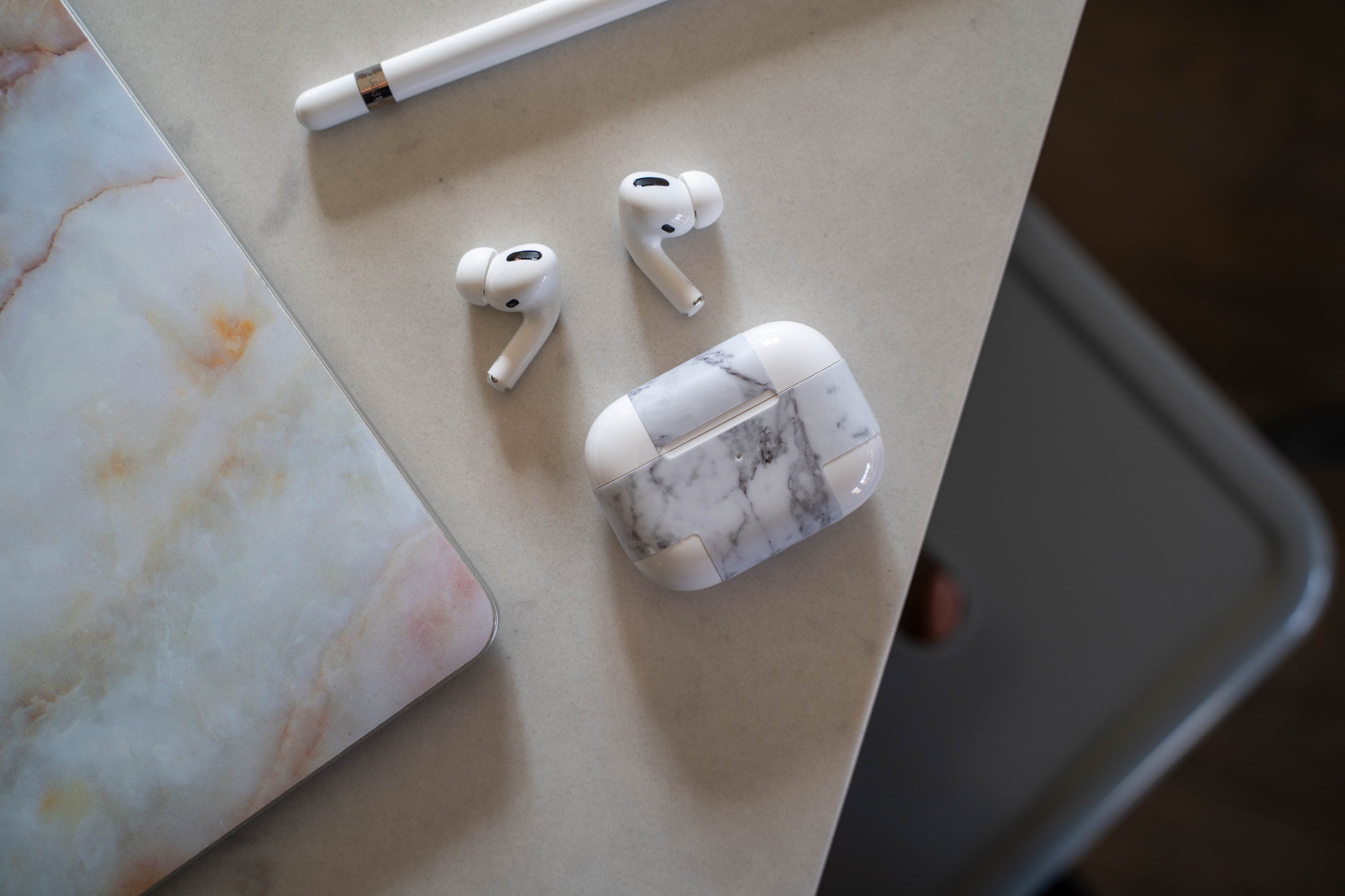 White Marble AirPods Skin
