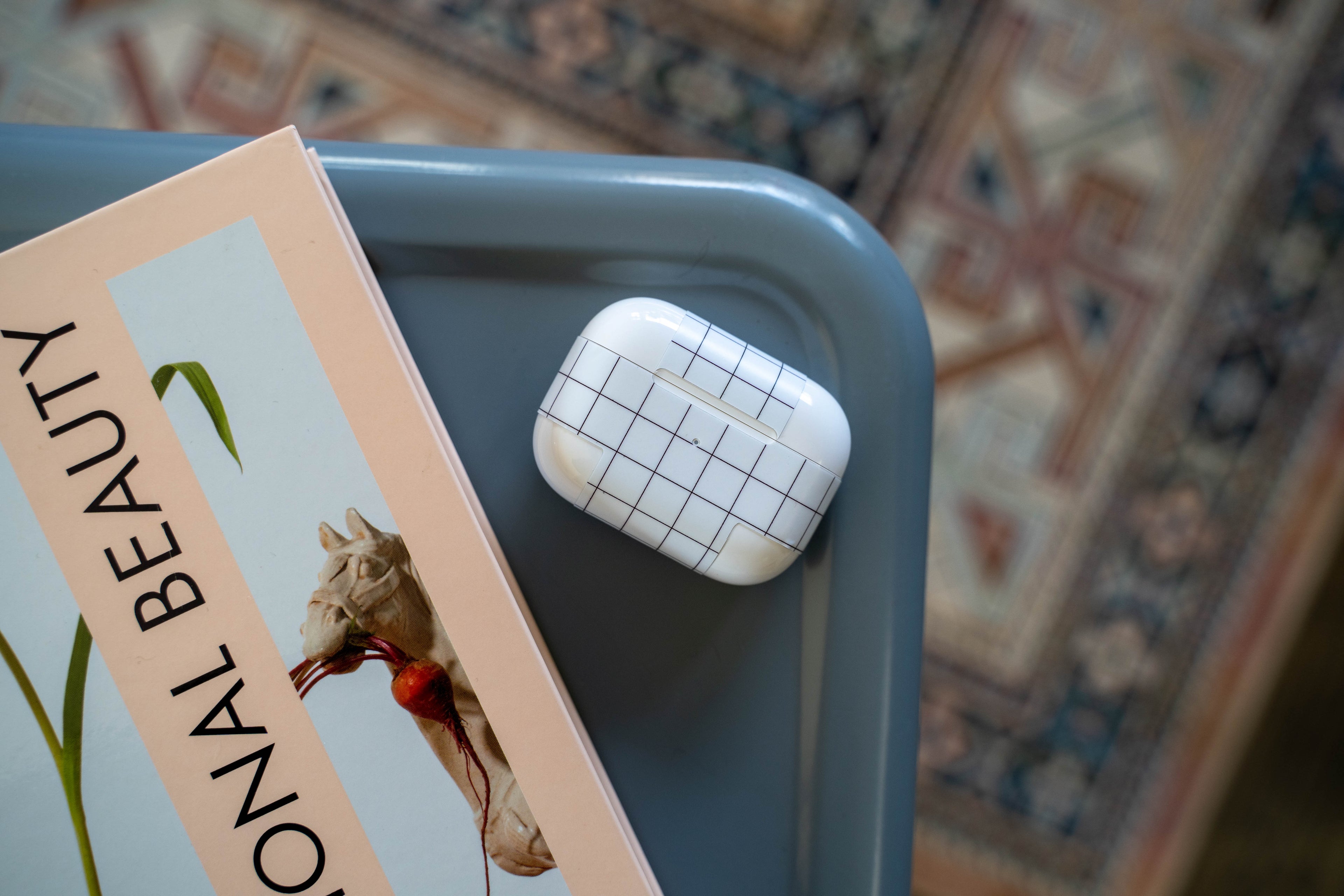 White Grid Line AirPods Skin