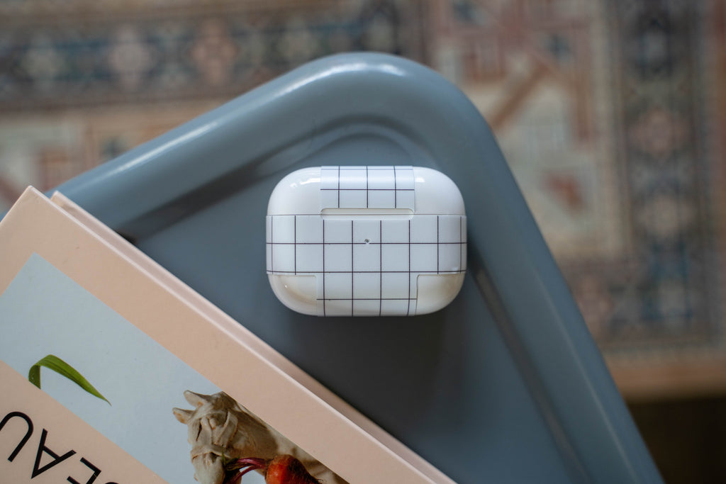 White Grid Line AirPods Skin