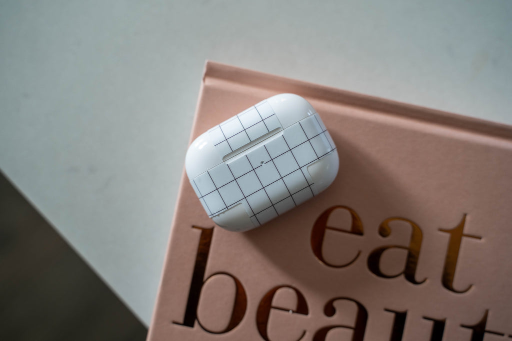 White Grid Line AirPods Skin
