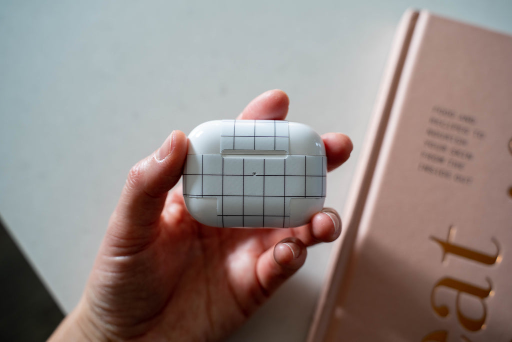 White Grid Line AirPods Skin