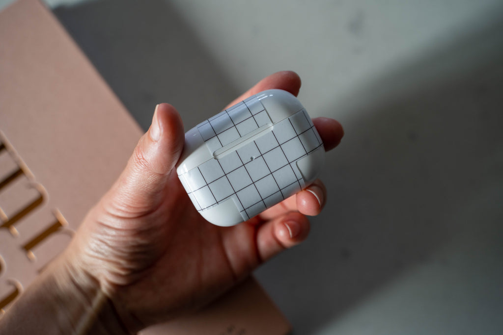 White Grid Line AirPods Skin