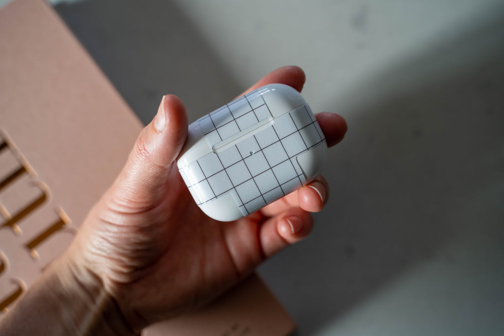 White Grid Line AirPods Skin