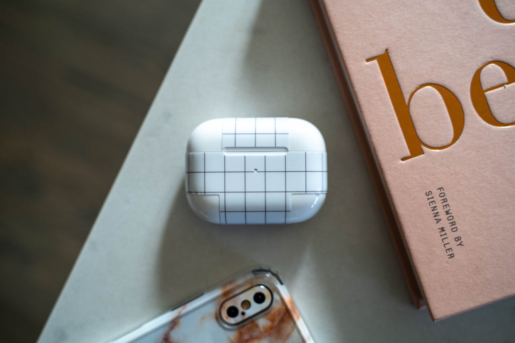 White Grid Line AirPods Skin