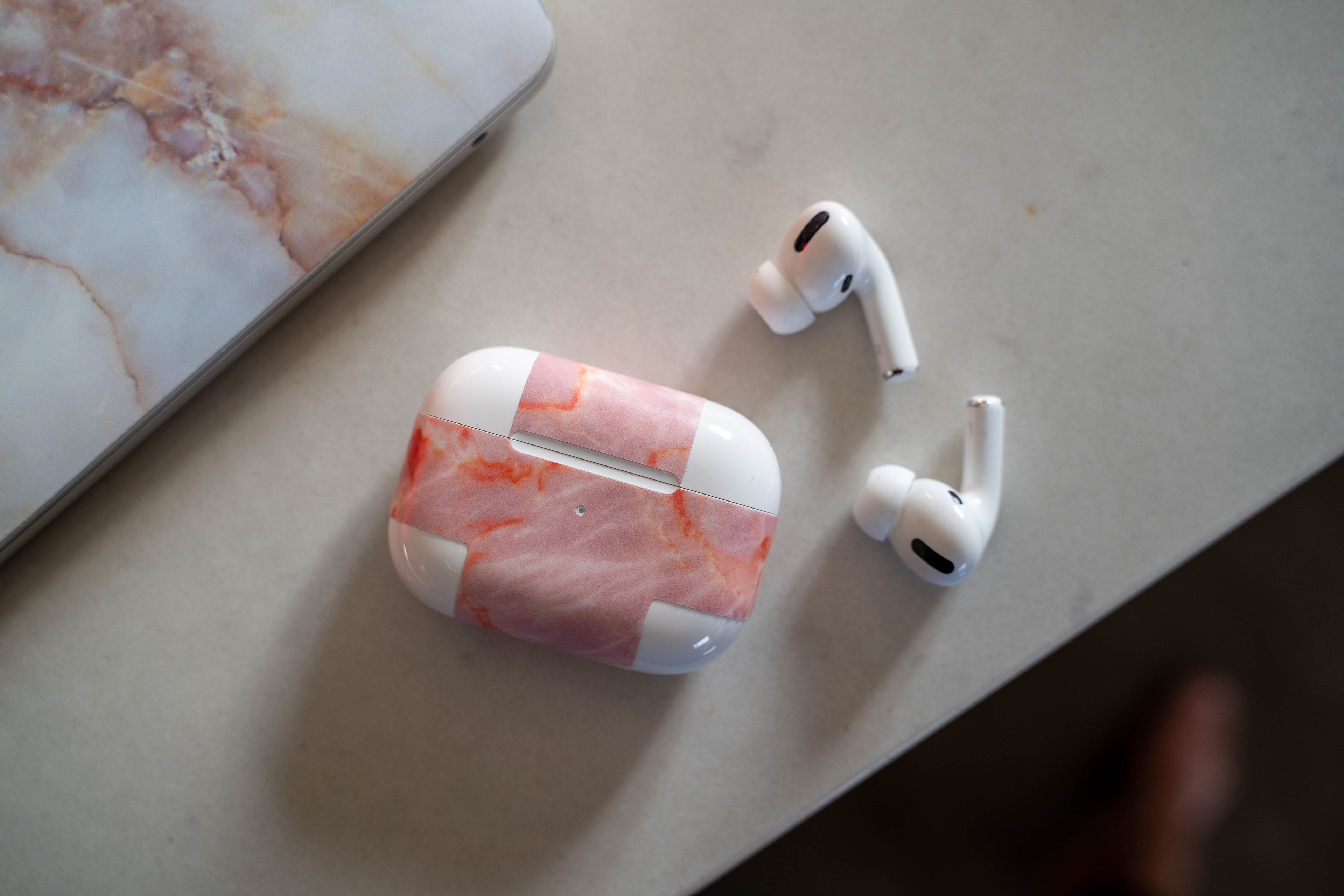 Blush Marble AirPods Skin