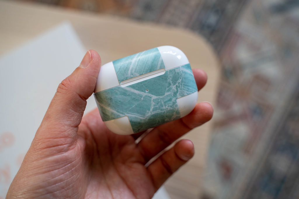 Mint Marble AirPods Skin