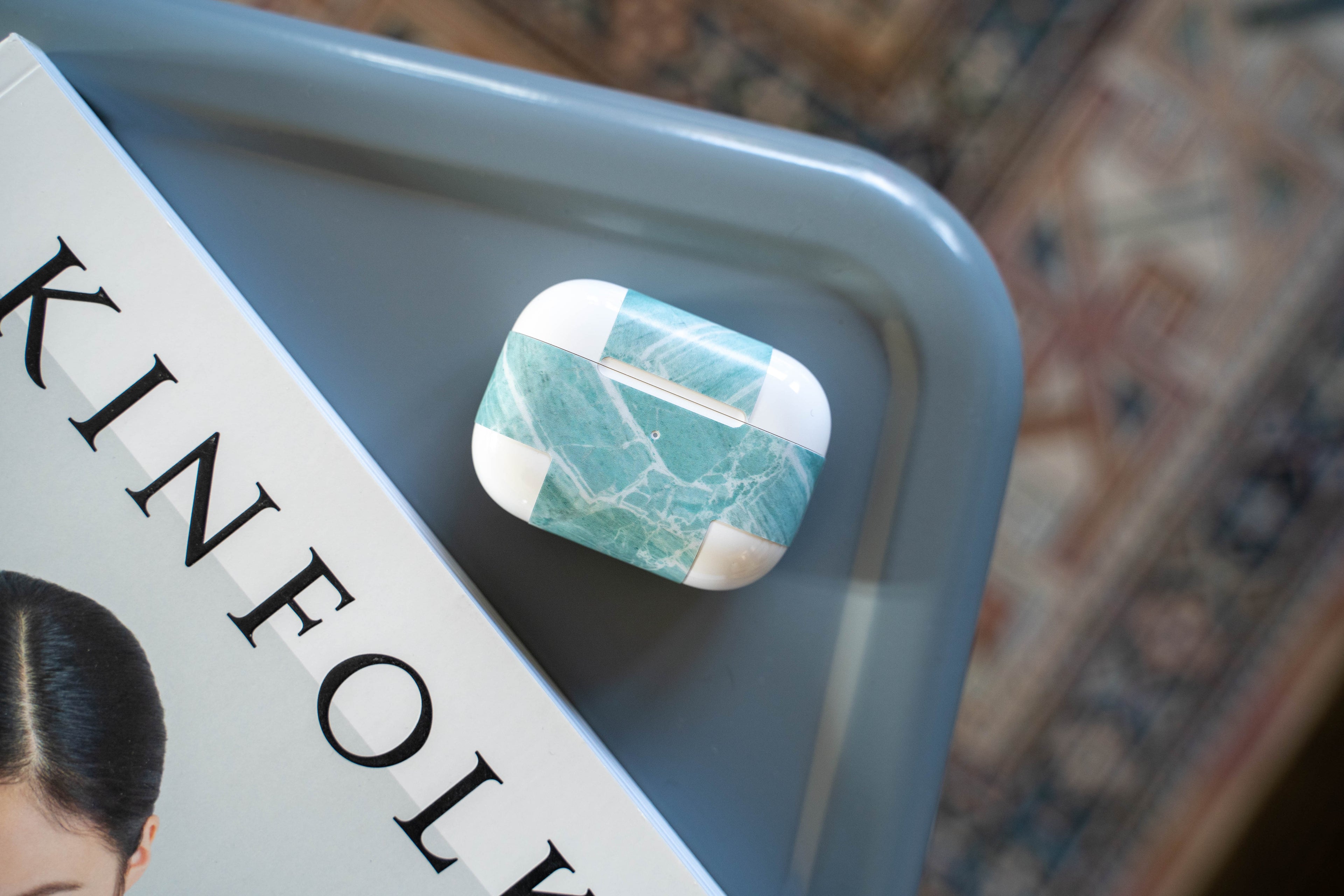 Mint Marble AirPods Skin