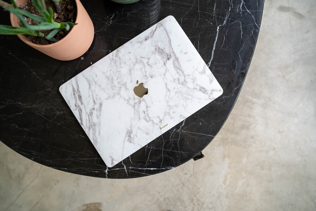 White Marble MacBook Skin + Case