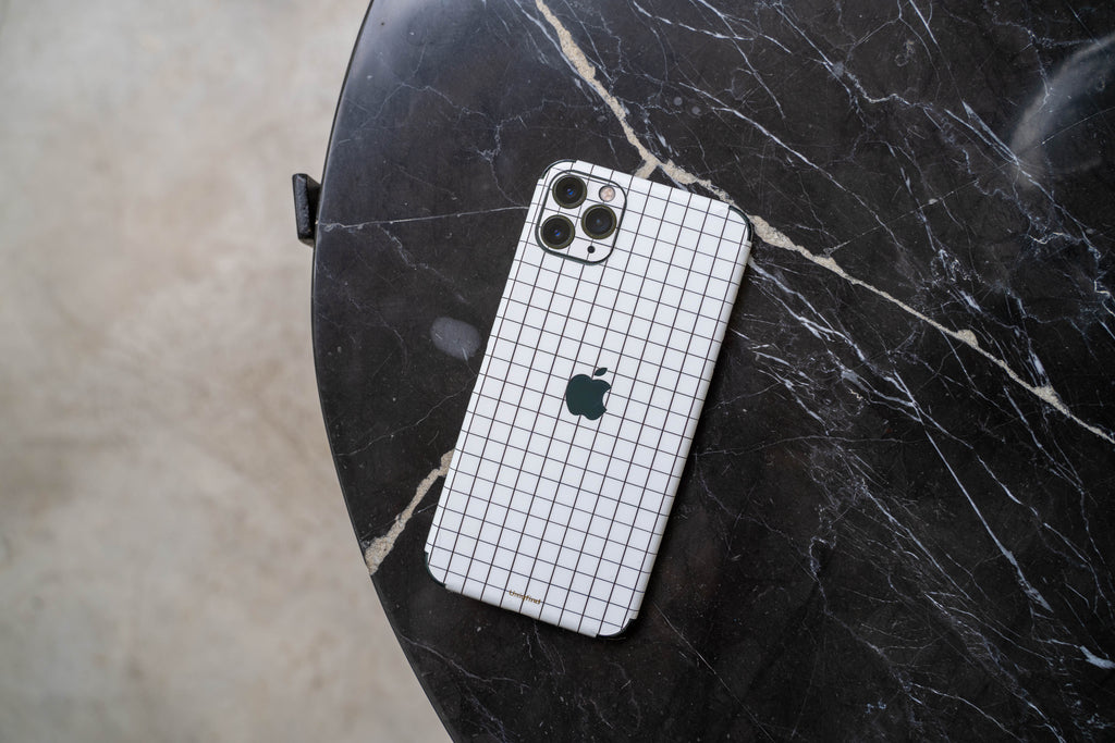 White Grid Line iPhone Skin + Case