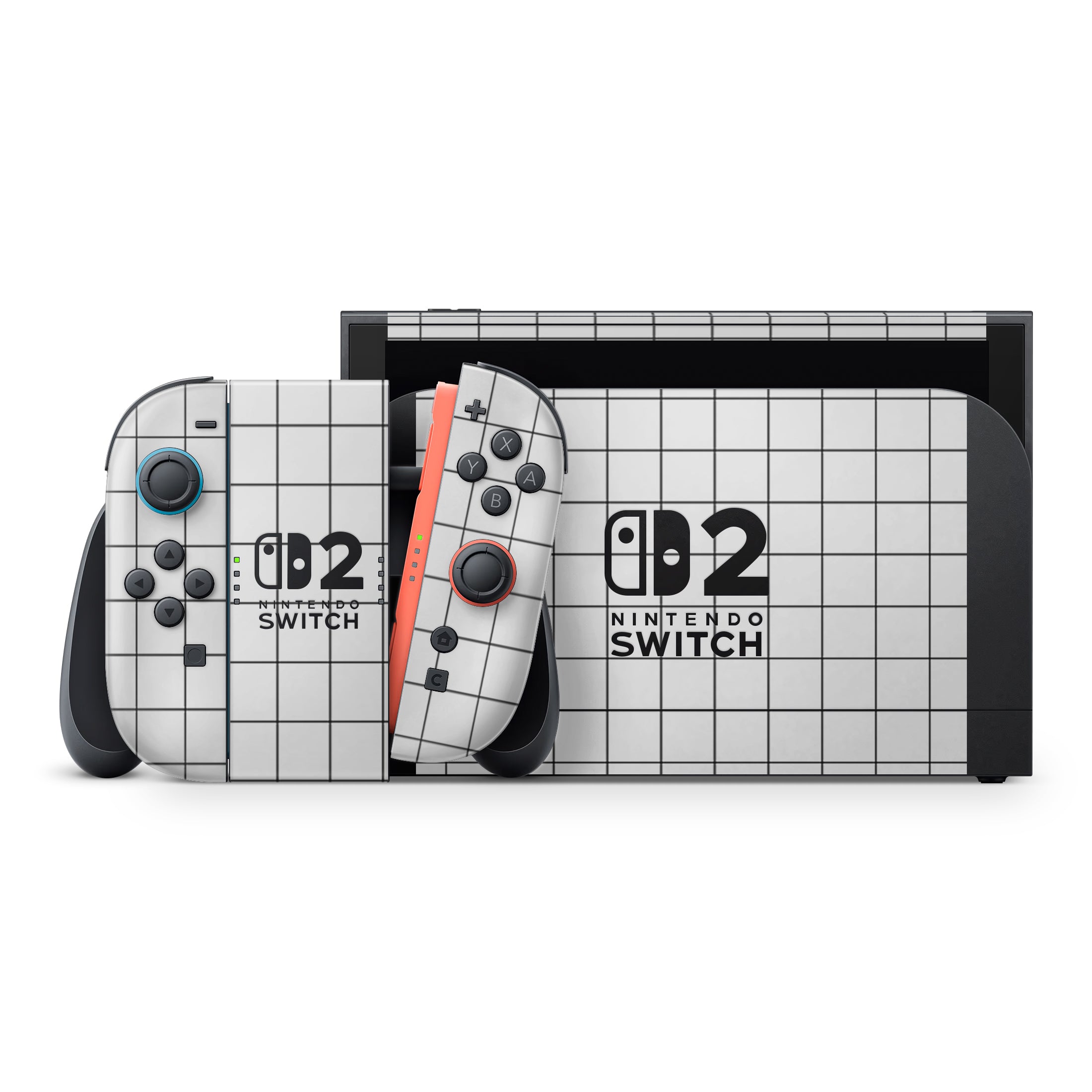 White Grid Line Nintendo Switch 2 Skin