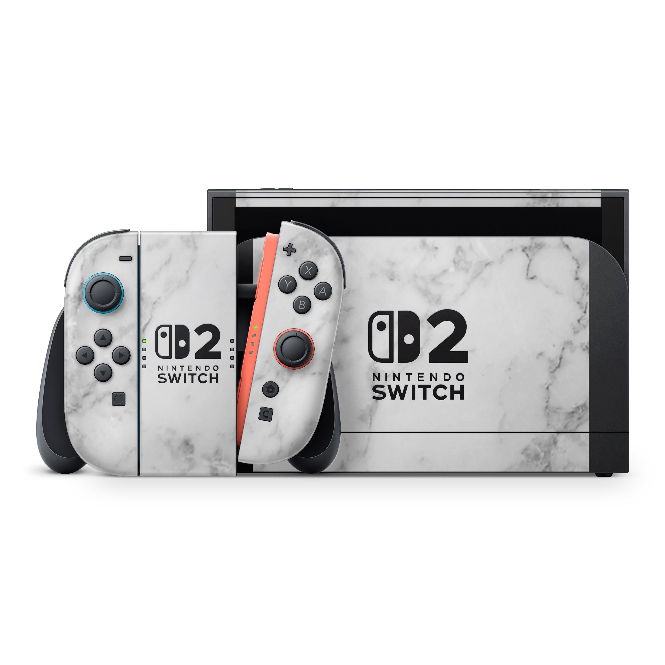 White Marble Nintendo Switch 2 Skin