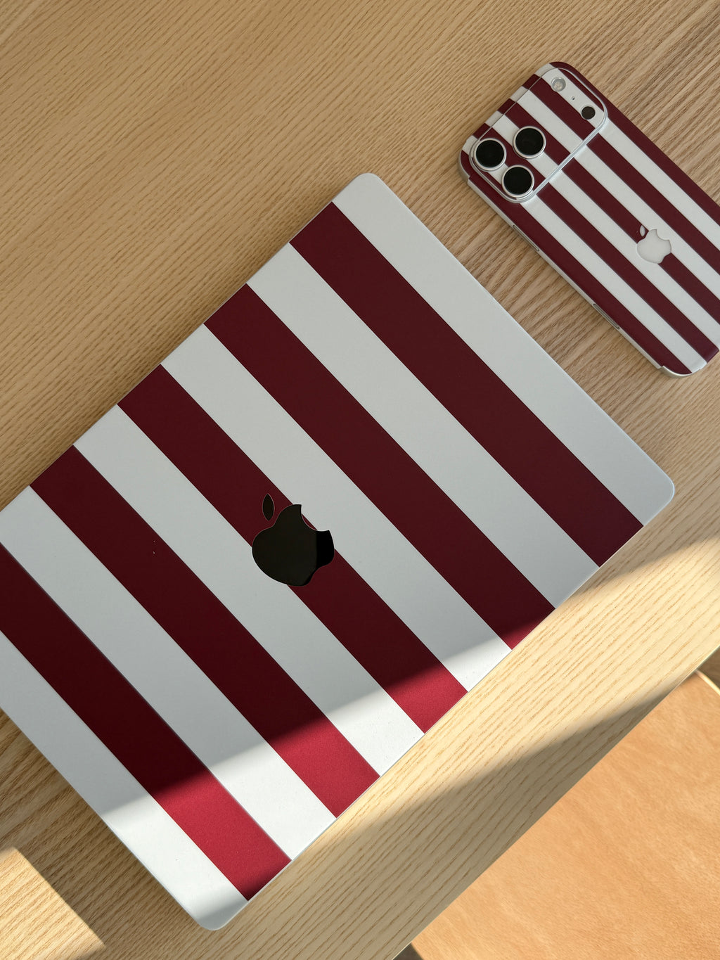 Cranberry Stripe MacBook Skin + Case
