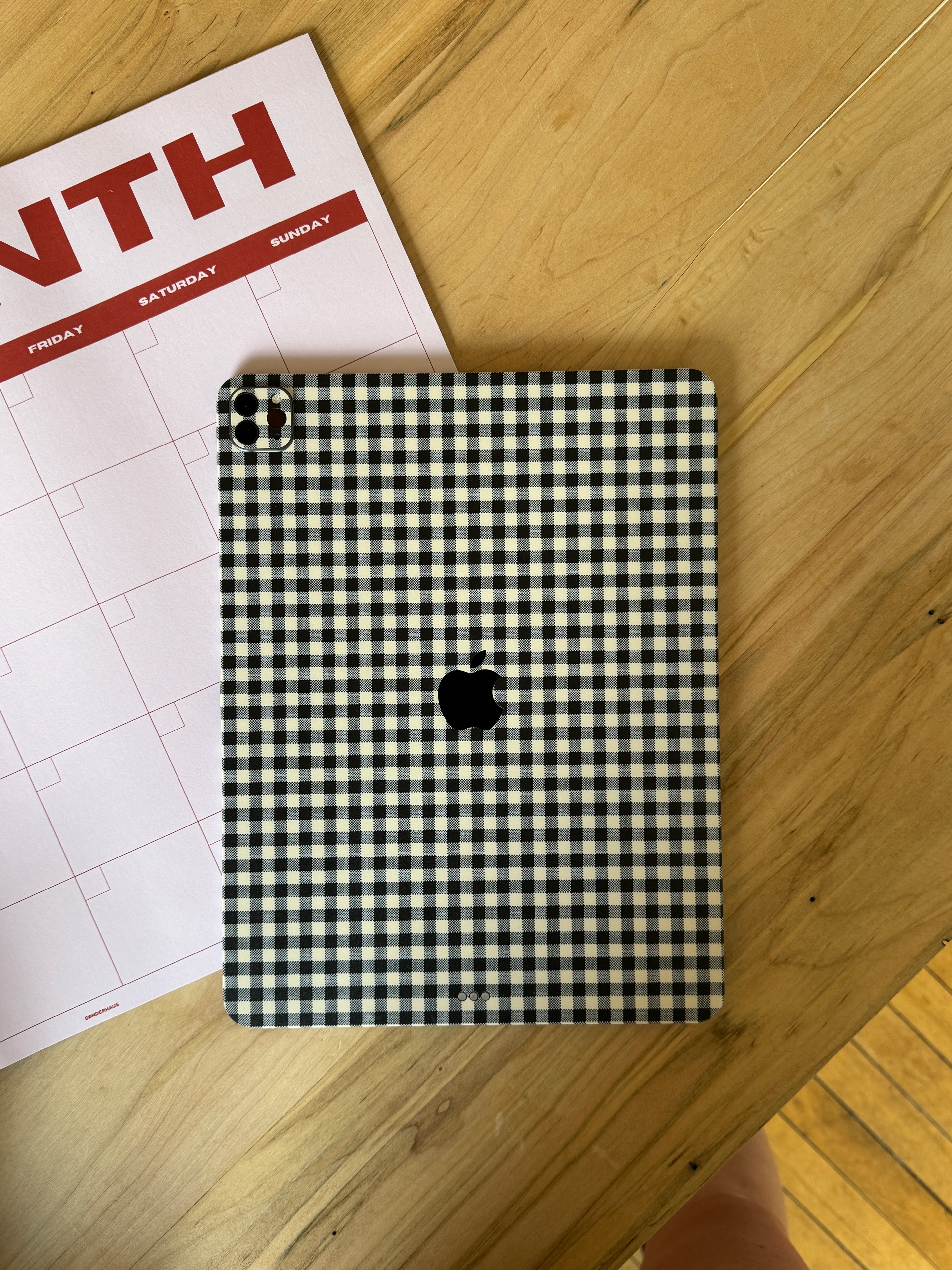 Black Gingham iPad Skin + Case