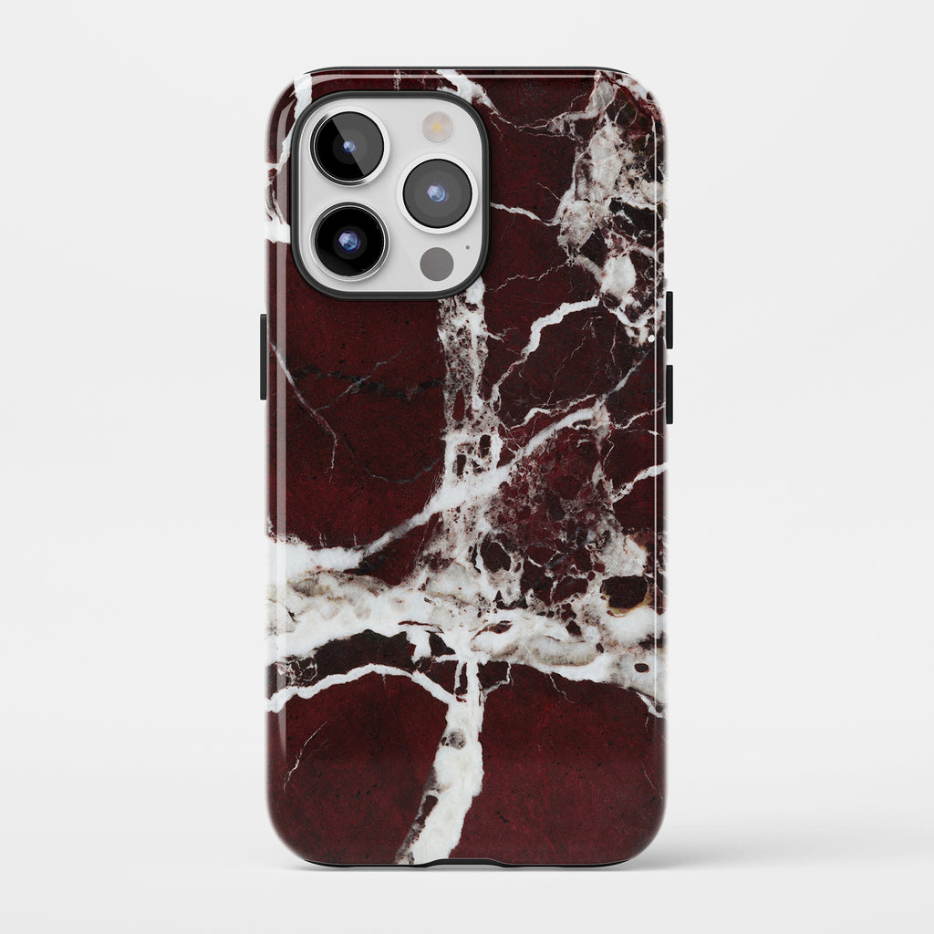 Burgundy Marble Impact iPhone Case