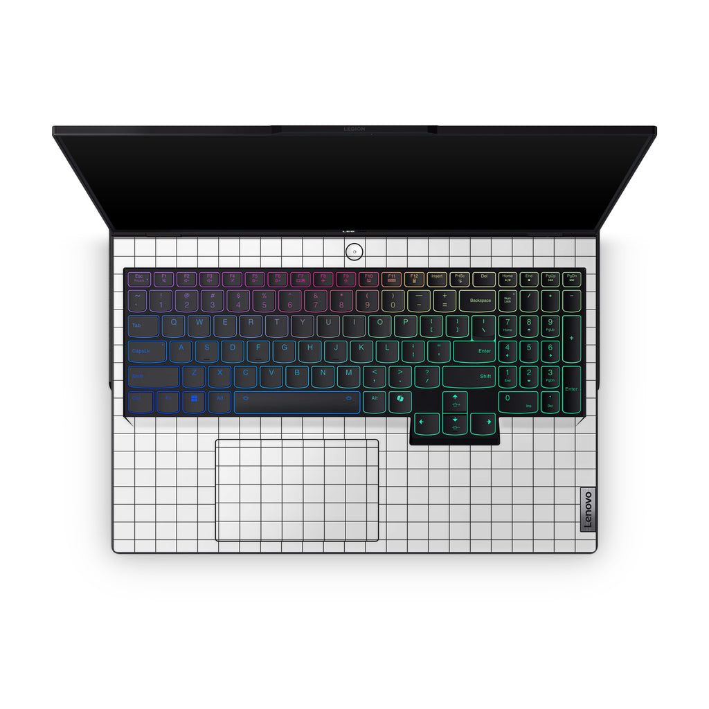 White Grid Line Lenovo Skin Interior