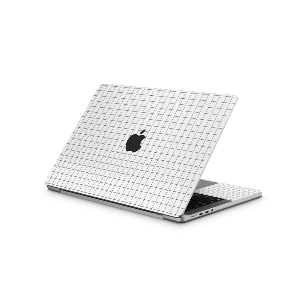 White Grid MacBook Skin + Case