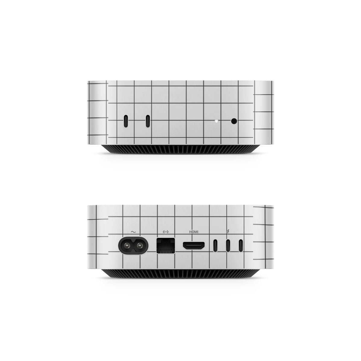 White Grid Line Mac Mini Skin Side View (M4-M6)