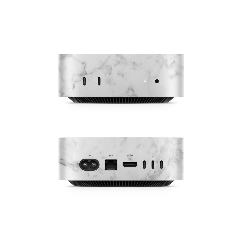 White Marble Mac Mini Skin Side View (M4-M6)