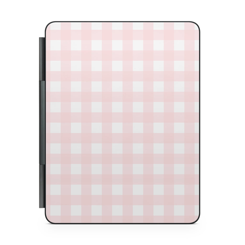 pink gingham magic keyboard for ipad back view