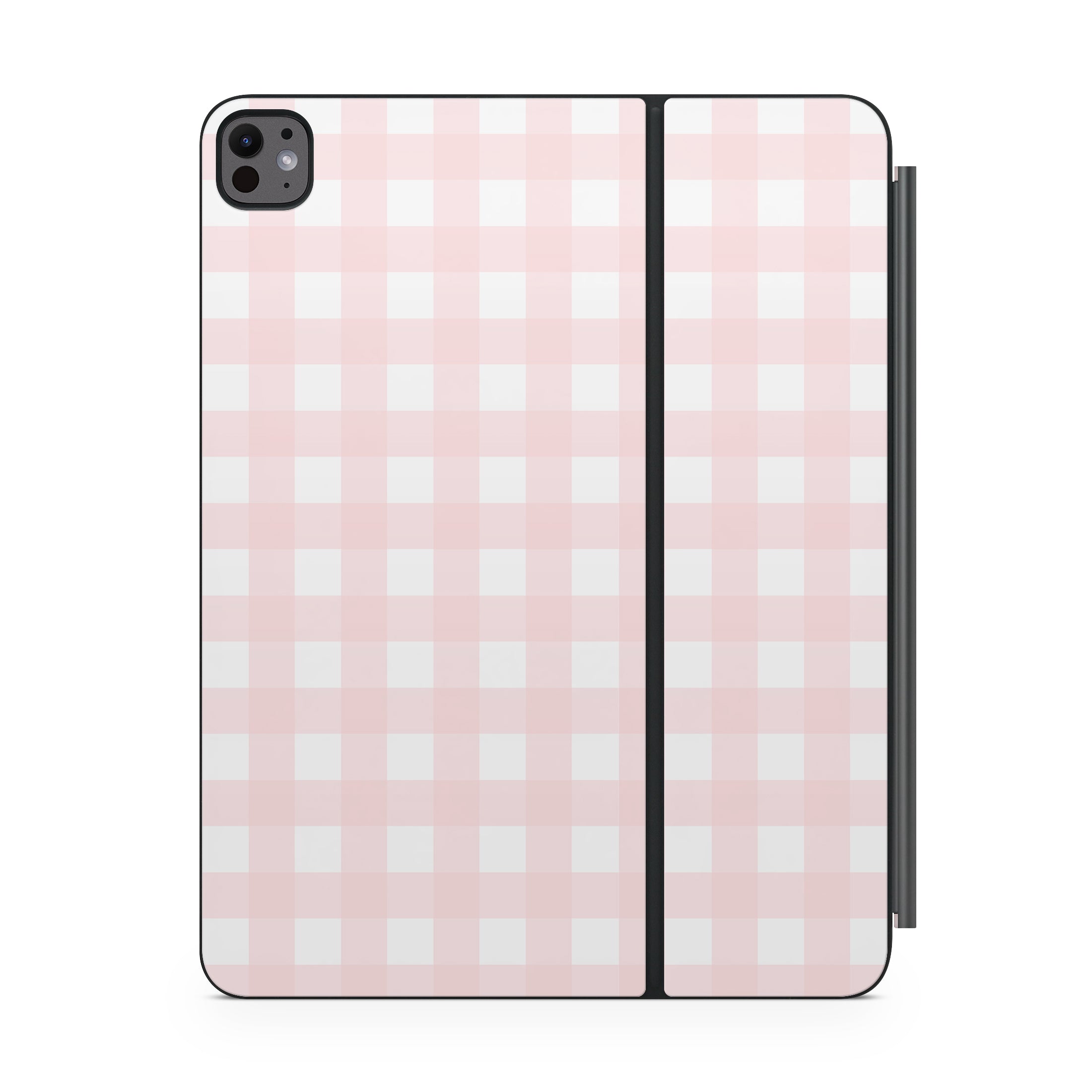 pink gingham magic keyboard for ipad front view