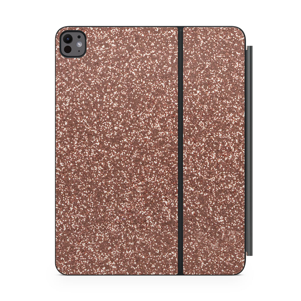 rose glitter magic keyboard for ipad front view