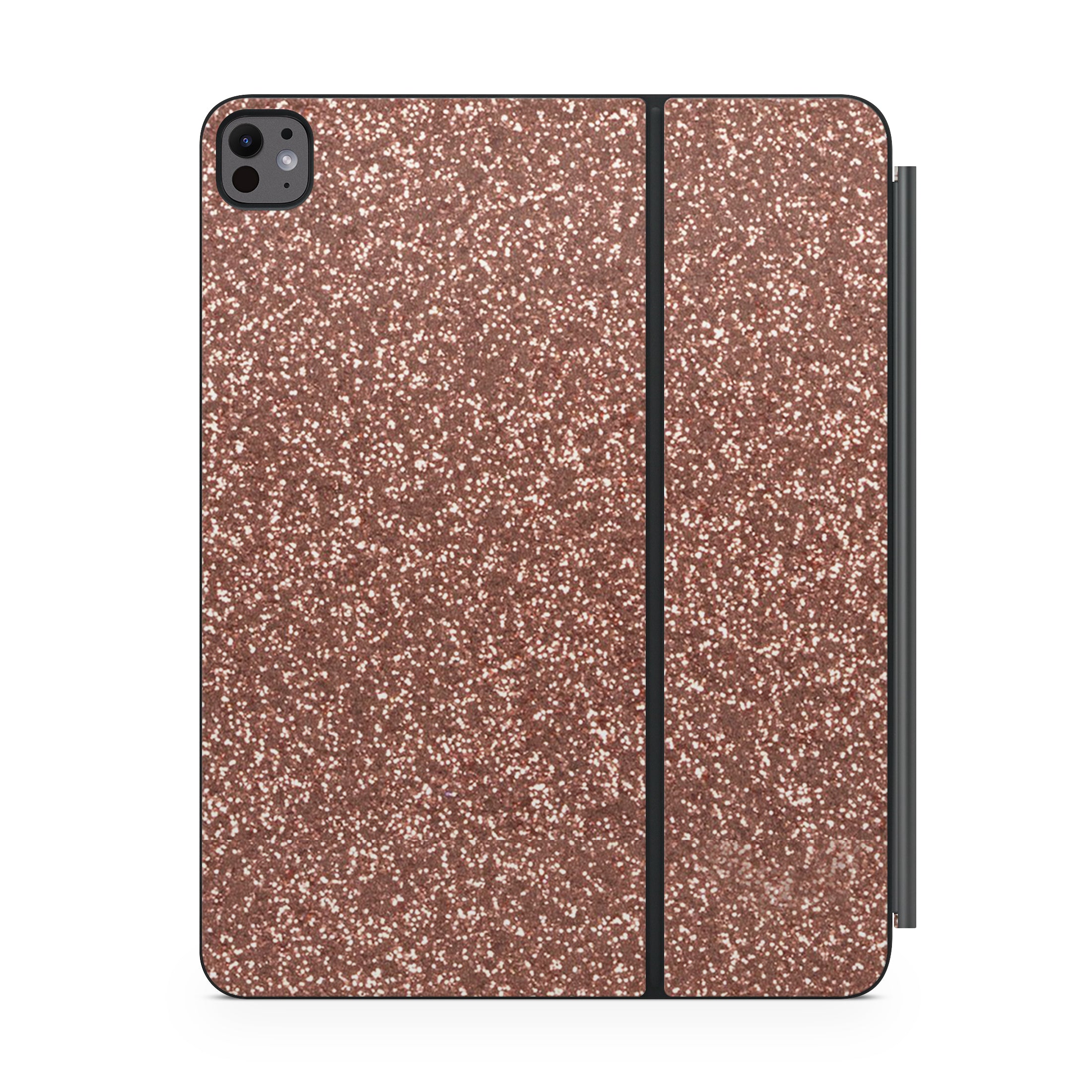 rose glitter magic keyboard for ipad front view